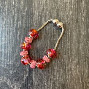 Magnetic Pink Murano Glass Beads & rhinestones